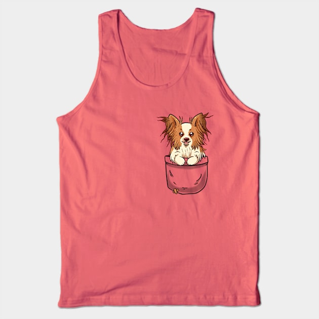 Pocket Cute Papillon puppy Tank Top by TechraPockets